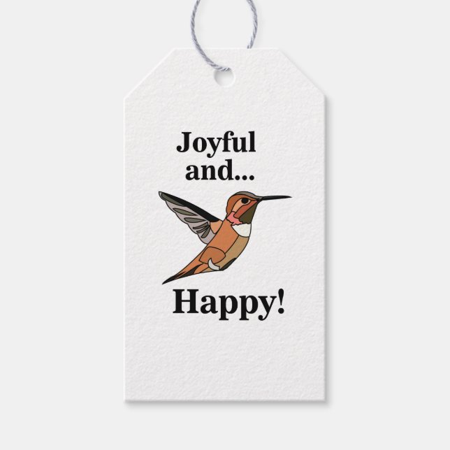 Etiqueta Para Presente Pássaro Hummingbird Feliz, Joyful Lover (Frente)
