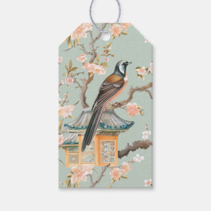 Etiqueta Para Presente Pássaro Oriental Pastel e Frutas