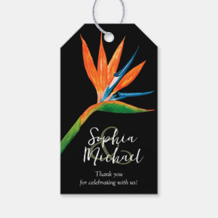 Etiqueta Para Presente Pássaro Tropical do Casamento do Paraíso Obrigado
