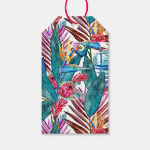 Etiqueta Para Presente Pássaro Tropical Do Paraíso