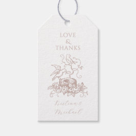 Etiqueta Para Presente Pássaros cor-de-rosa Rosa Dusty Favorito do Ninho