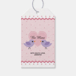 Etiqueta Para Presente Pássaros de Amor Rosa no Dia dos Namorados