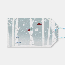 Etiqueta Para Presente Pássaros do Amor no Inverno