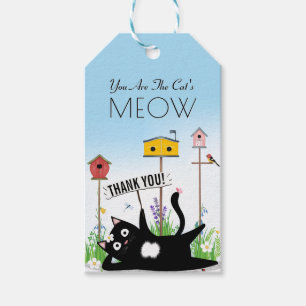 Etiqueta Para Presente Pássaros Gatos Jardim Obrigado