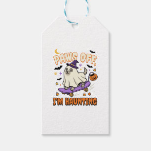 Etiqueta Para Presente Passeio de Patins Assustador do Cão de Halloween