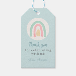 Etiqueta Para Presente Pasta de aquarelas boho arco-íris Obrigado de aniv