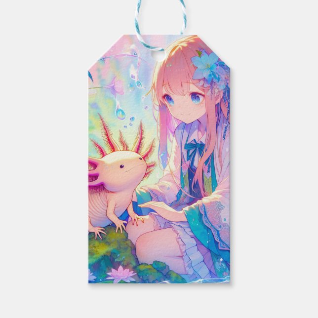 Etiqueta Para Presente Pastel Anime uma Axolotl Personalizada (Frente)