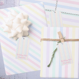 Etiqueta Para Presente Pastel Candy Stripes Birthday Girl