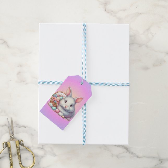 Etiqueta Para Presente Pastel Coelho da Páscoa bonito (Com cordão)