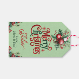 Etiqueta Para Presente Pastel Green Merry Christmas Gift Tags
