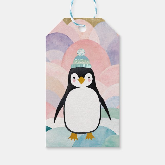 Etiqueta Para Presente Pastel Penguin Peak (Frente)