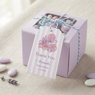 Etiqueta Para Presente Pastel Pequeno Pluma de Açúcar Baby Shower Obrigad