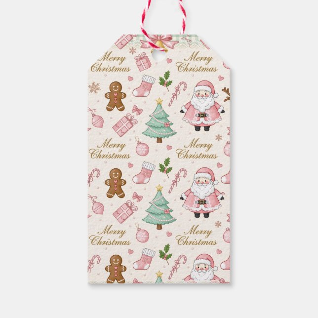 Etiqueta Para Presente Pastel Pink Christmas Delight (Verso)