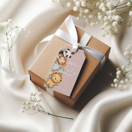 Etiqueta Para Presente Pastel Tropical Chá de fraldas Selle Safari Animai