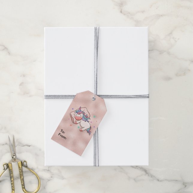 Etiqueta Para Presente Pastel Unicorn Dormindo (Com cordão)