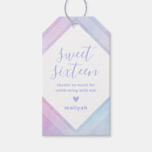Etiqueta Para Presente Pastel Watercolor Doce Dezesseis Obrigado Roxo