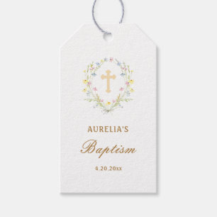 Etiqueta Para Presente Pastel Wildflower Baptism Gift Tags