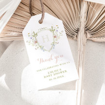 Pastel Wildflower Monograma Crest Obrigado