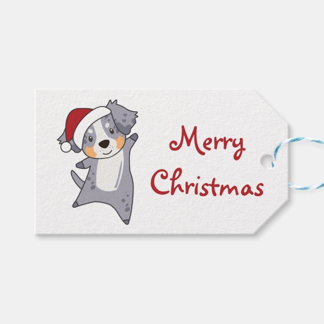 Etiqueta Para Presente Pastor australiano Feliz Natal (Frente (horizontal))
