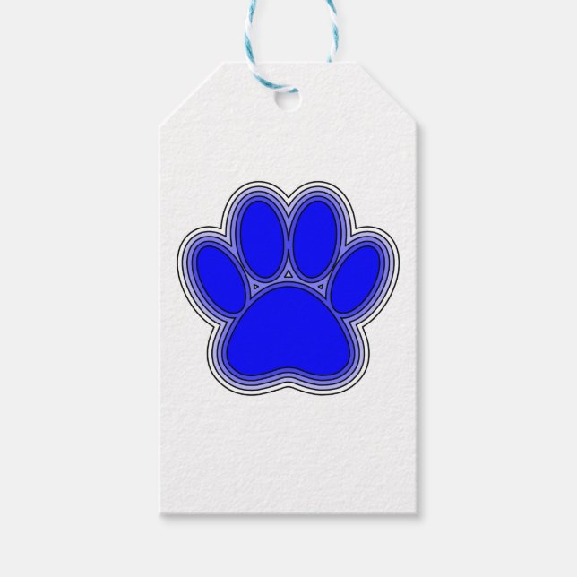 Etiqueta Para Presente Pata De Cachorro A Azul Com Descrições (Frente)
