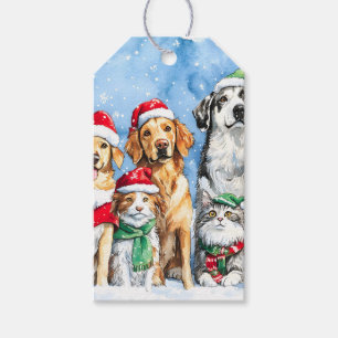 Etiqueta Para Presente Patas Nevadas Festivo Fofo Natal Animais de Estima