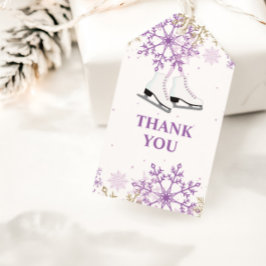 Etiqueta Para Presente Patinação no Gelo Aniversário Floco de Neve Roxo e