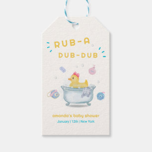 Etiqueta Para Presente Pato de Borracha Rub A Dub Dub Banho de Bebê 