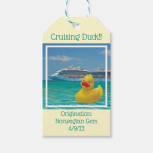 Etiqueta Para Presente Pato de cruzeiro com navio de cruzeiro 