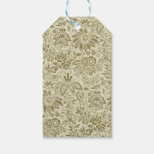 Etiqueta Para Presente Patterno Floral Verde Sage - Damasco Antiquado