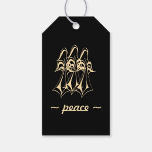 Etiqueta Para Presente Paz! Angel   Dourado em preto