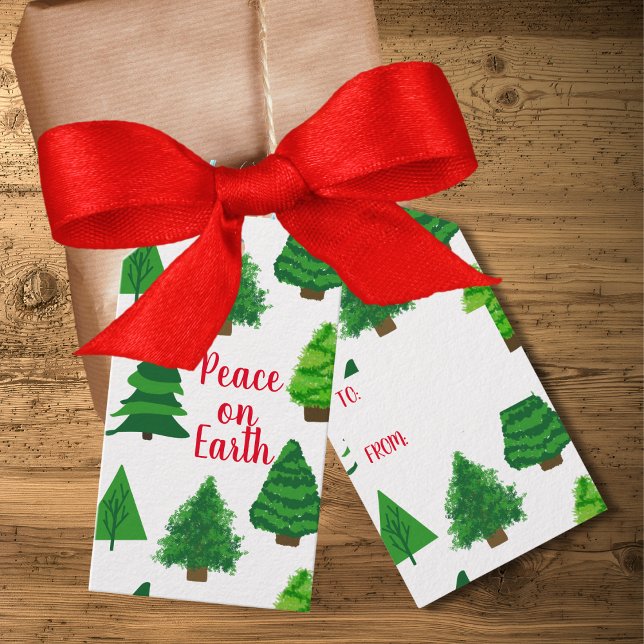 Etiqueta Para Presente Paz na Terra Árvores de Natal (Criador carregado)