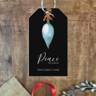 Etiqueta Para Presente Paz na Terra Pintada Pintada com Aquarela Azul Per
