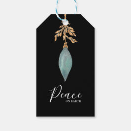 Etiqueta Para Presente Paz na Terra Pintada Turquesa Watercolor