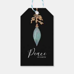 Etiqueta Para Presente Paz na Terra Pintada Turquesa Watercolor