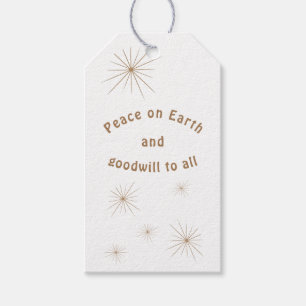 Etiqueta Para Presente Paz na Terra Texto Dourado Minimalista