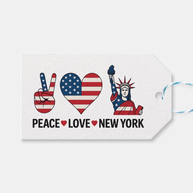 Etiqueta Para Presente Peace Love New York (Frente (horizontal))