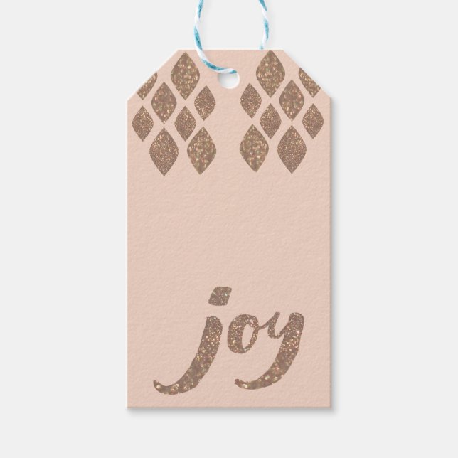 Etiqueta Para Presente Peach & Bronze Glitter Xmas (Frente)