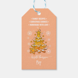 Etiqueta Para Presente Peach Christmas Cookie Snowflakes Código QR Promo