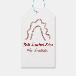 Etiqueta Para Presente Peach marron glitter rainbow teacher appreciation 