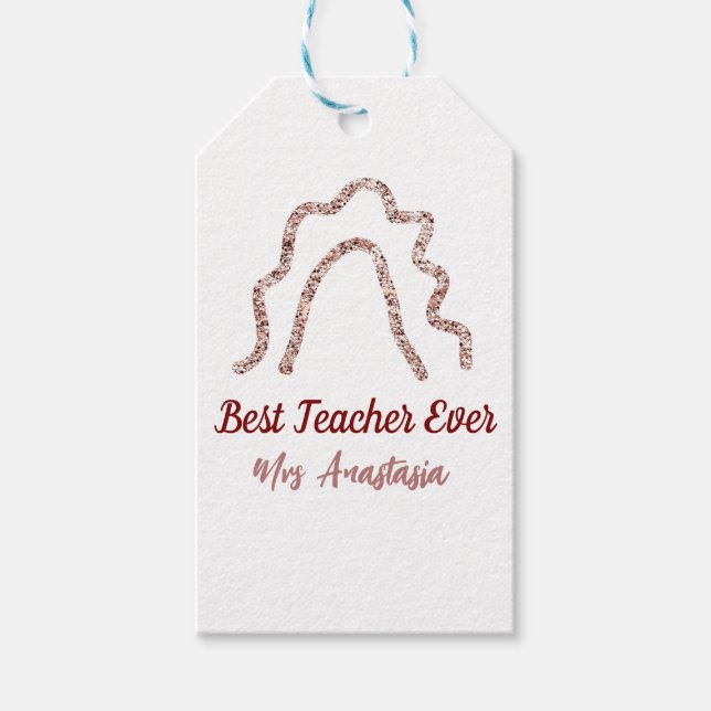 Etiqueta Para Presente Peach marron glitter rainbow teacher appreciation  (Frente)