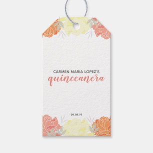 Etiqueta Para Presente Peach Orange & Yellow Peonera Partido Quinceanera