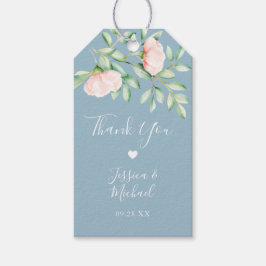 Etiqueta Para Presente Peach Watercolor Rosa Dusty Blue Casamento Obrigad