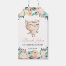 Peachy Owl Obrigado Tag Favorável