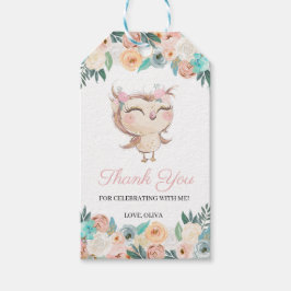 Etiqueta Para Presente Peachy Owl Obrigado Tag Favorável