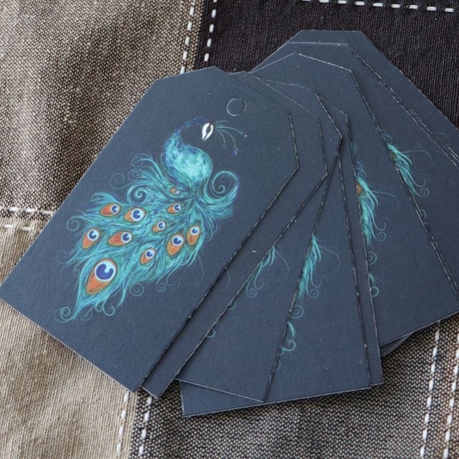 Etiqueta Para Presente Peacock Feather Teal Peacocks (Criador carregado)
