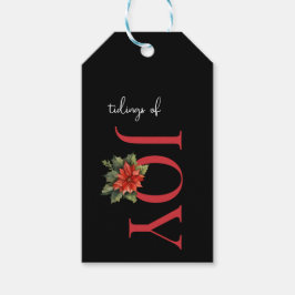 ETIQUETA PARA PRESENTE PEDAÇOS DE JOY RED CHRISTMAS POINSETTIA A PRETO,