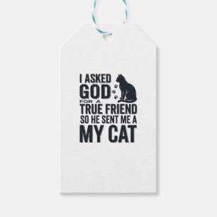 Etiqueta Para Presente Pedi a Deus um Amigo Verdadeiro Meu Gato Design Vi