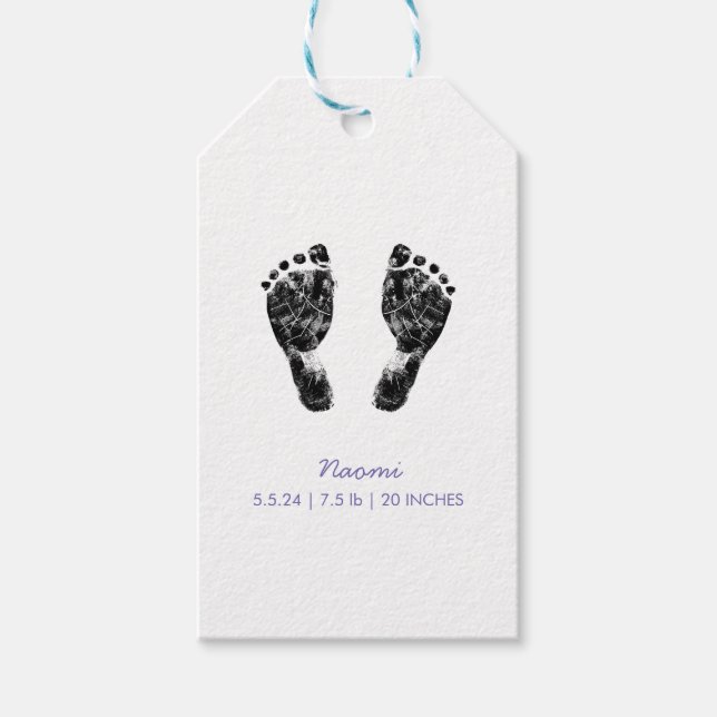 Etiqueta Para Presente Pegada Personalizada | Carregue Seu Bebê Em (Frente)