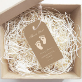 Etiqueta Para Presente Pegadas Marrons Sexo Revelação Obrigado