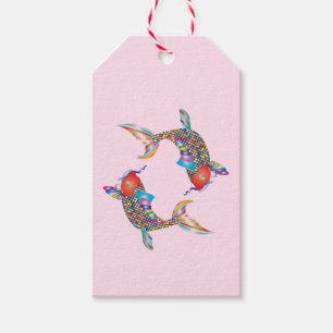 Etiqueta Para Presente Peixe Mosaico em Rosa